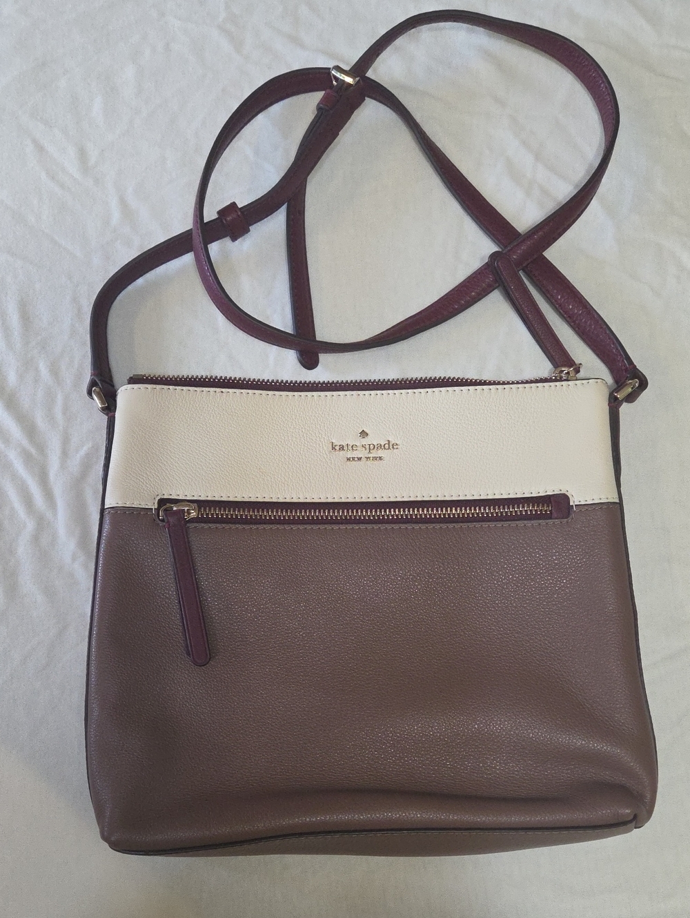 Kate Spade Two-Tone Crossbody in Cream and Brown, Like New